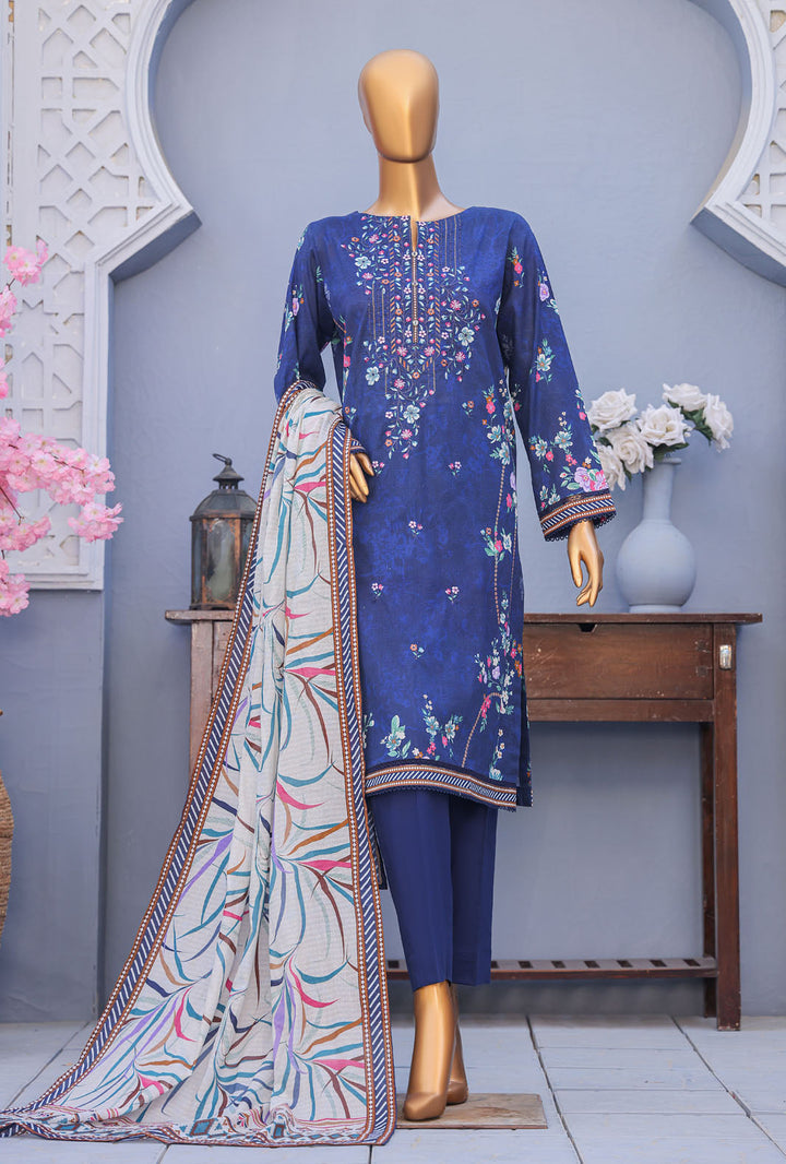 Mehak By Hz Textiles Cross Slub Unstitched Embroidered 3 Piece Suit  MCE-3049 - Summer Collection