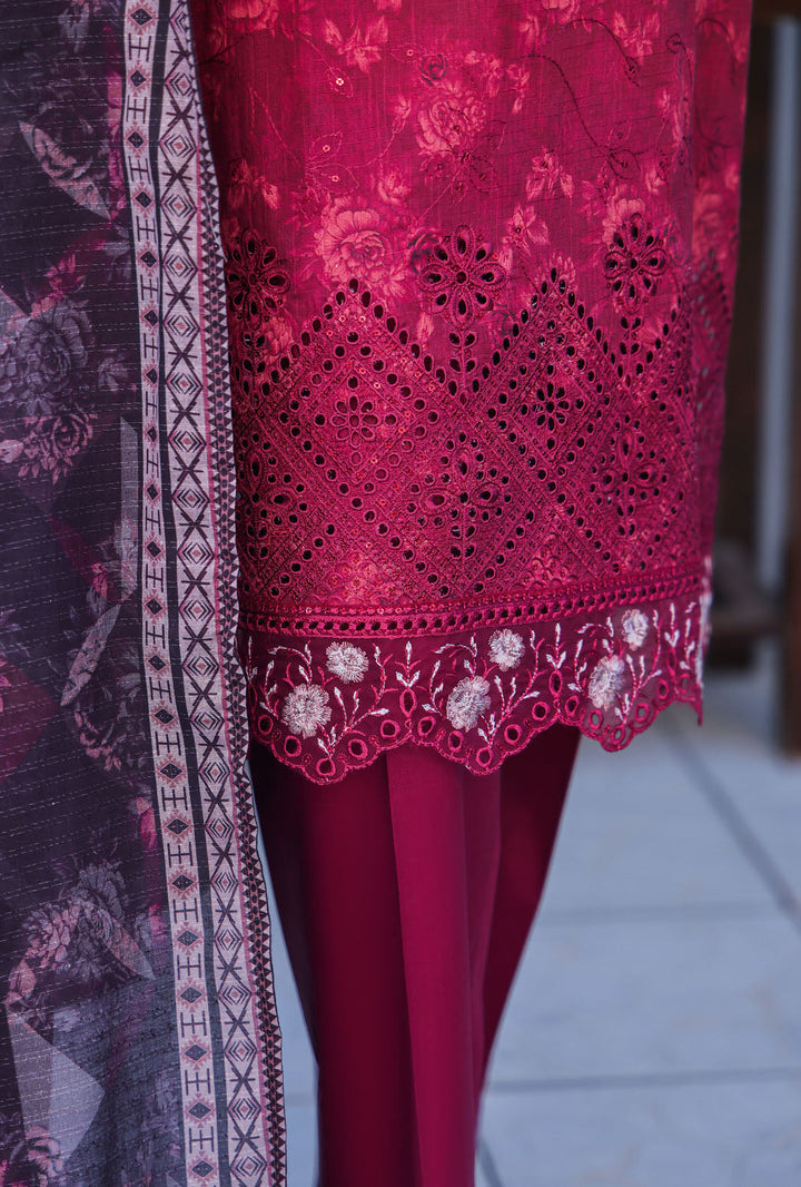 Mehak By Hz Textiles Cross Slub Unstitched Embroidered 3 Piece Suit  MCE-3051 - Summer Collection