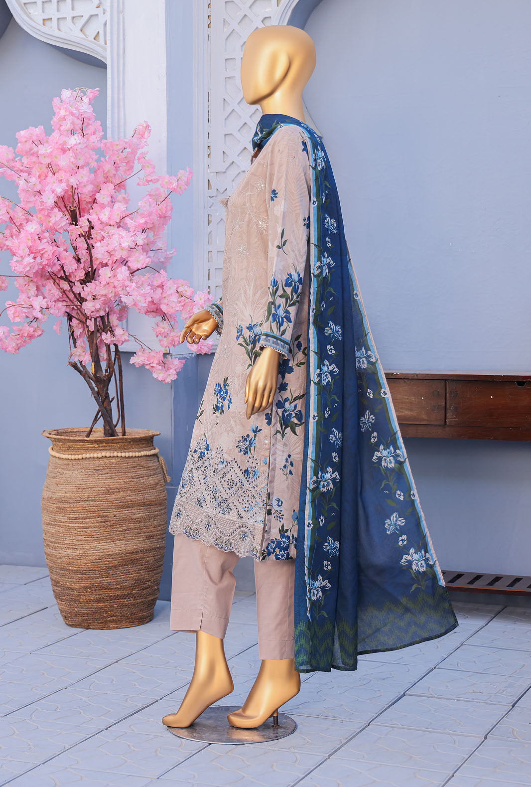 Mehak By Hz Textiles Cross Slub Unstitched Embroidered 3 Piece Suit  MCE-3057 - Summer Collection