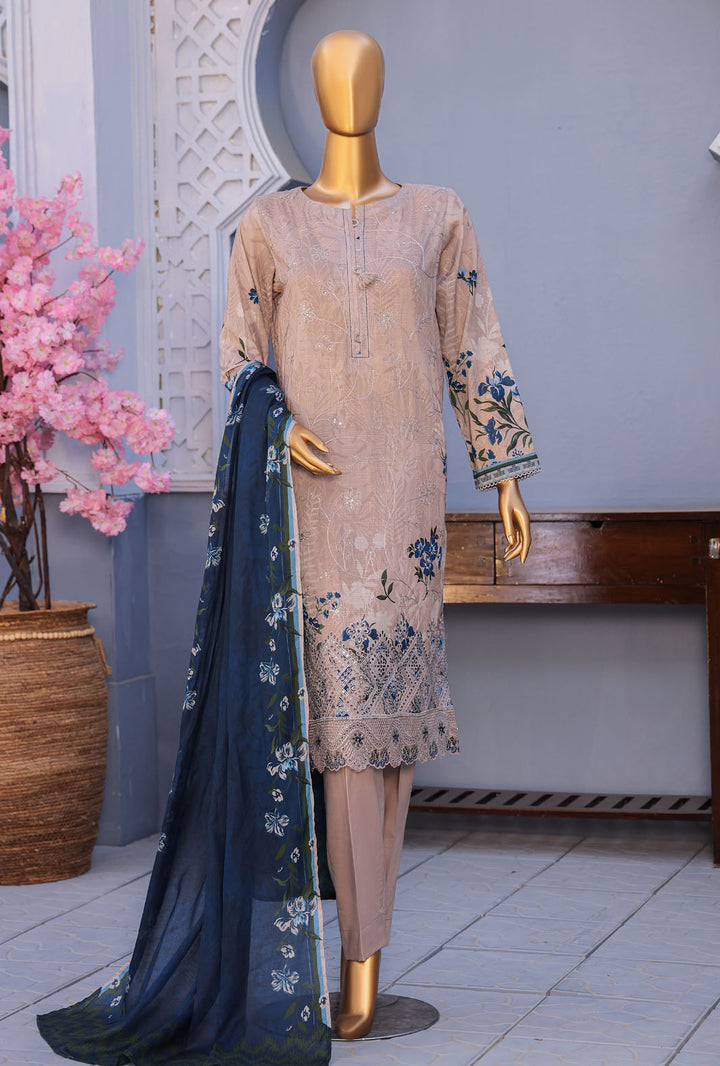 Mehak By Hz Textiles Cross Slub Unstitched Embroidered 3 Piece Suit  MCE-3057 - Summer Collection