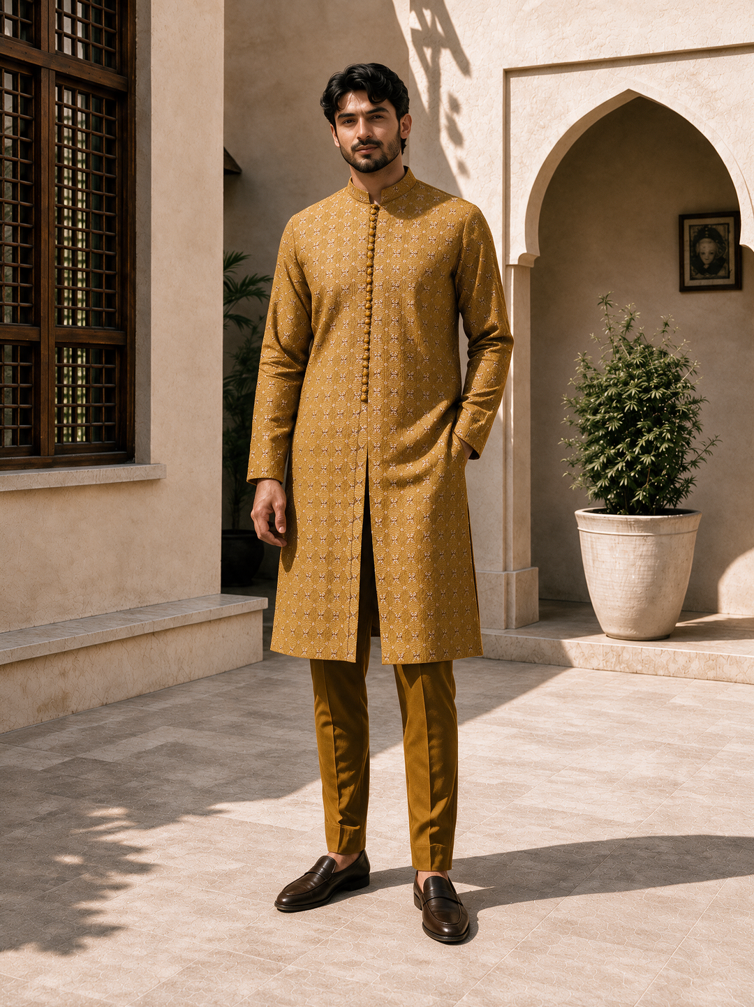 TGM Mens RTW Chikankari Chikankari Kurta Pajama Suit Royan Copper Festive Collection