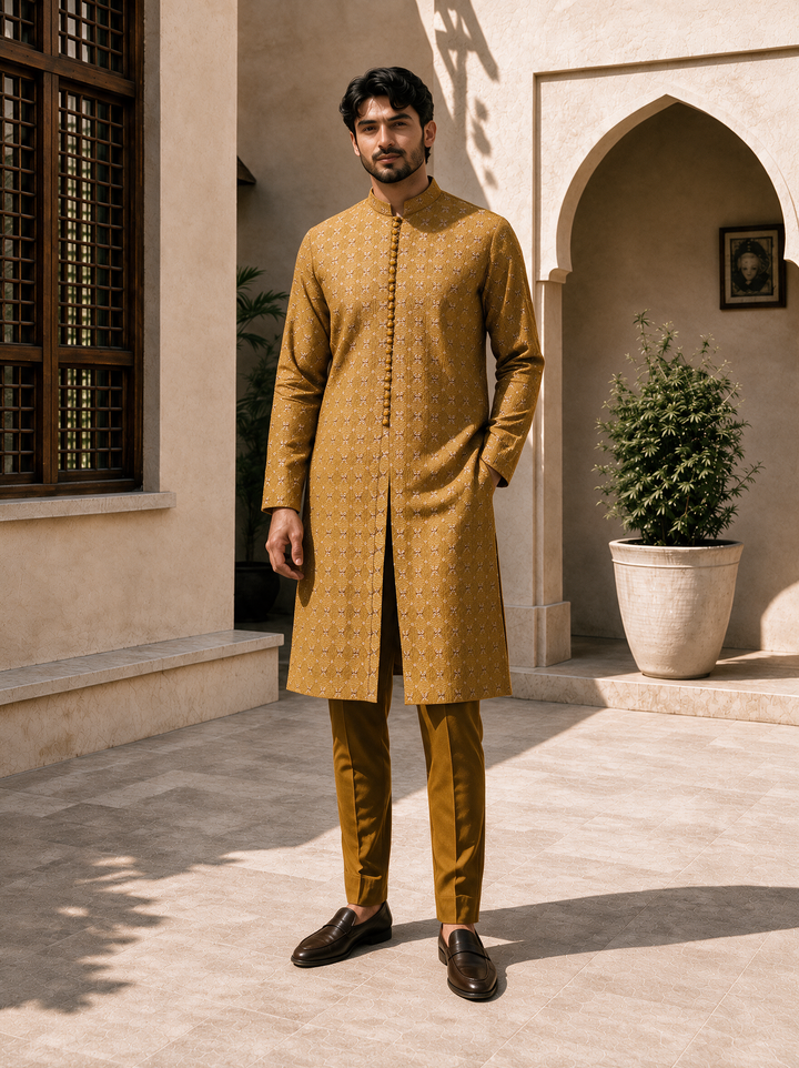 TGM Mens RTW Chikankari Chikankari Kurta Pajama Suit Royan Copper Festive Collection