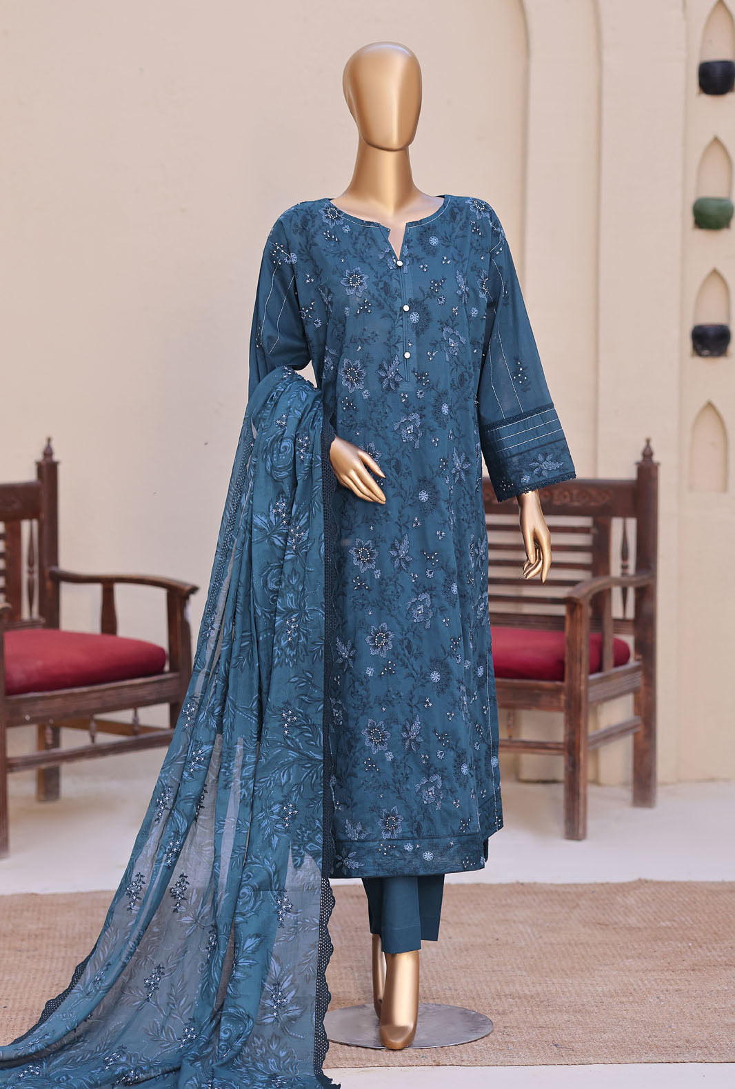Meeras by HZ Textile Unstitched Embroidered Lawn 3 piece Suit MPE-1085 - Casual Collection
