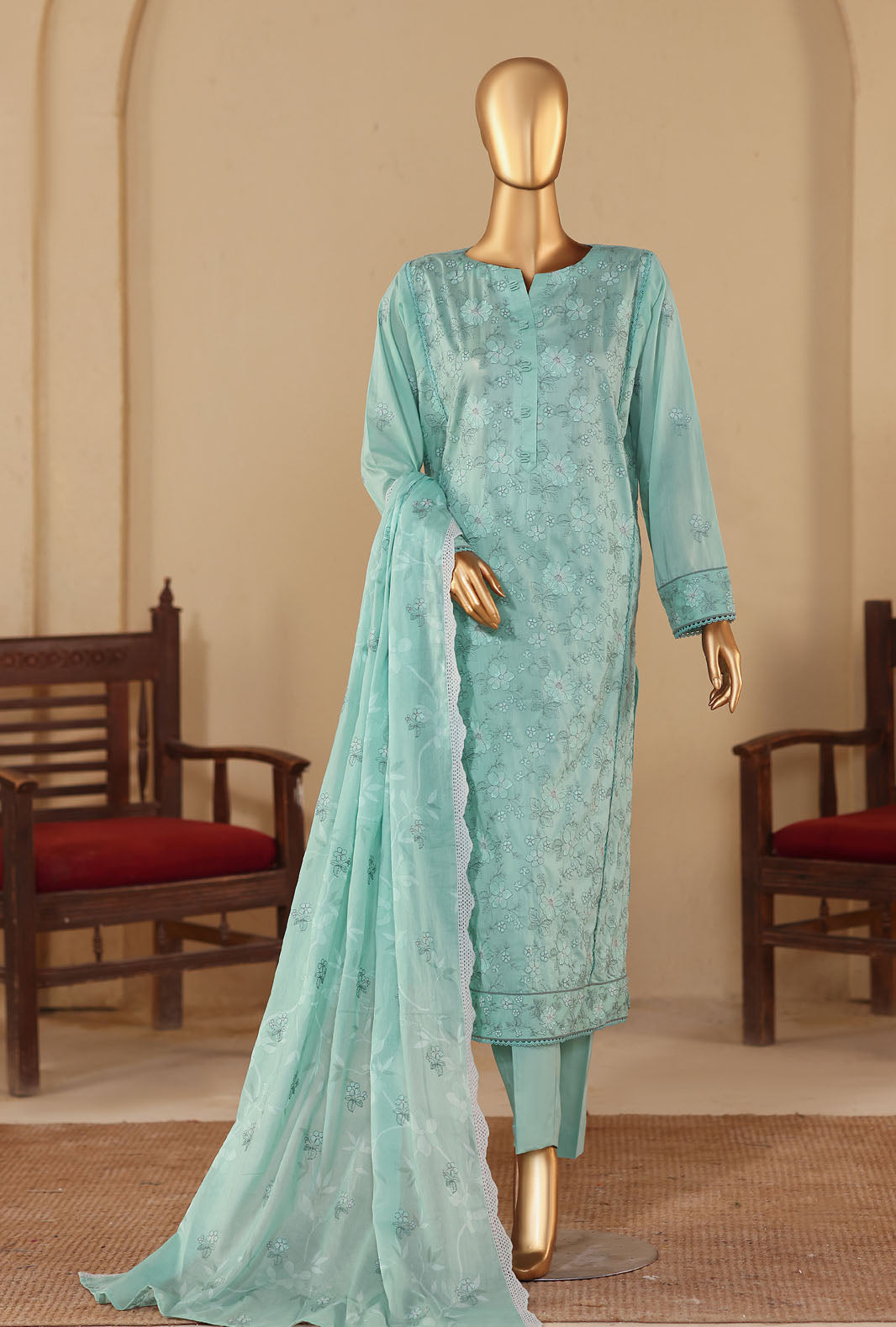 Meeras by HZ Textile Unstitched Embroidered Lawn 3 piece Suit MPE-1086 - Casual Collection