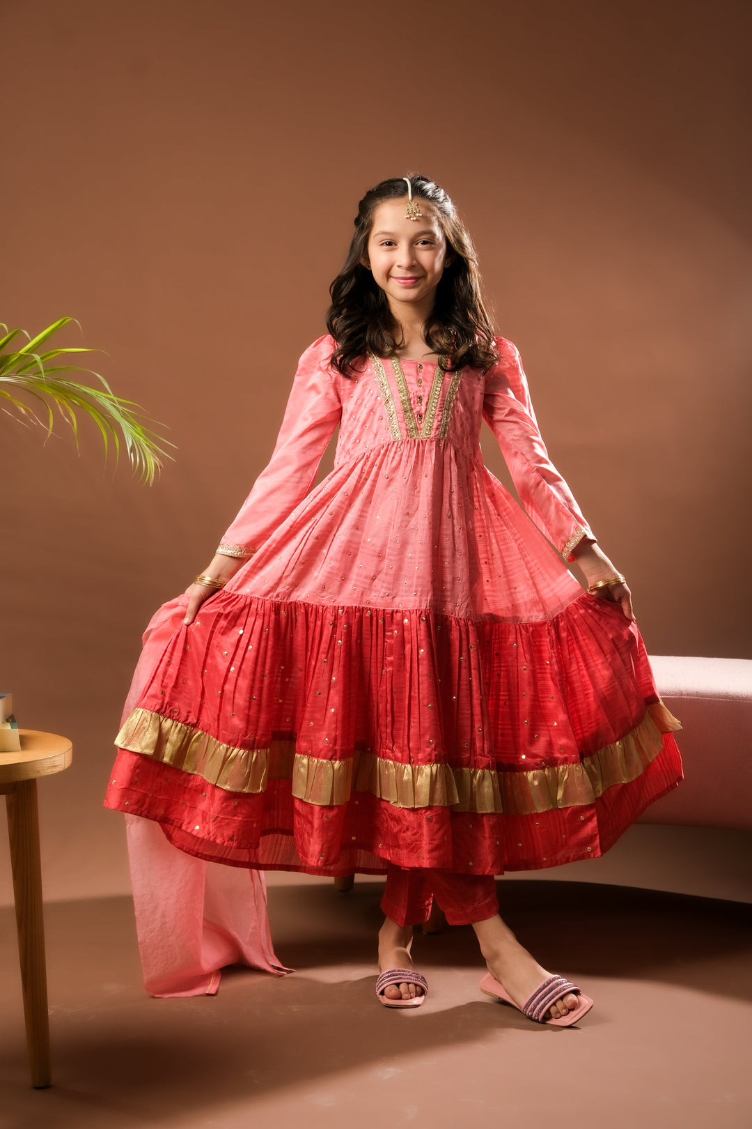 Senorita Girls RTW Embossed Silk 3 Piece Suit KDD-03220 Eid Collection