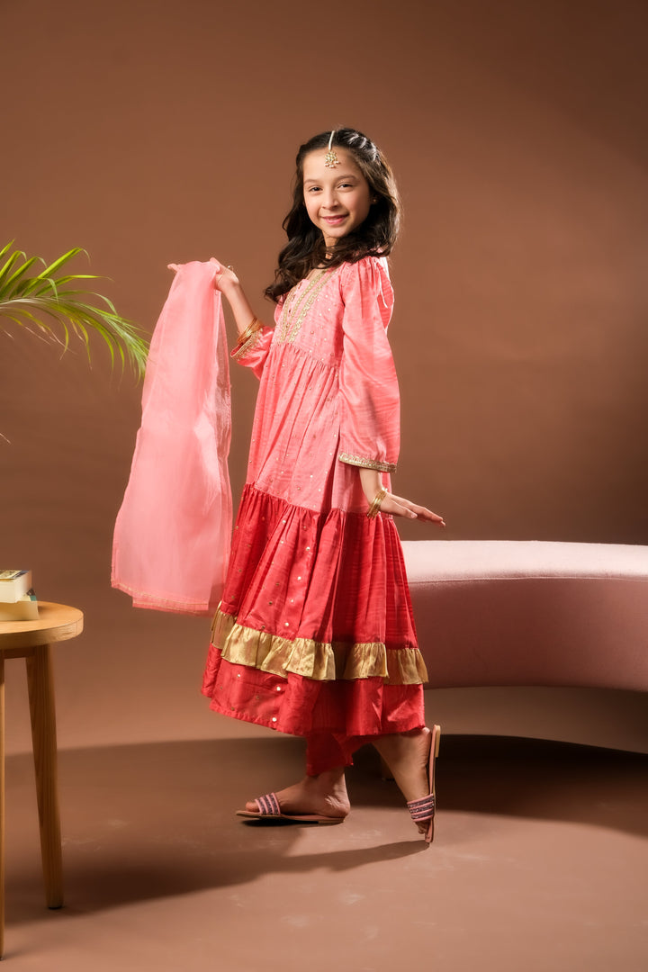 Senorita Girls RTW Embossed Silk 3 Piece Suit KDD-03220 Eid Collection