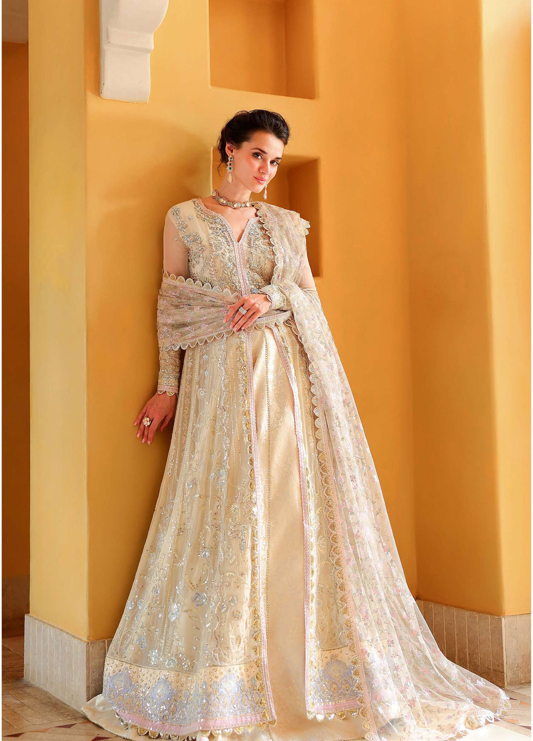 Bachelorette by Mushq Unstitched Hand work Chiffon 3 Piece Suit MU26UBF Blush Hour MUNCH260109 - Festive Collection