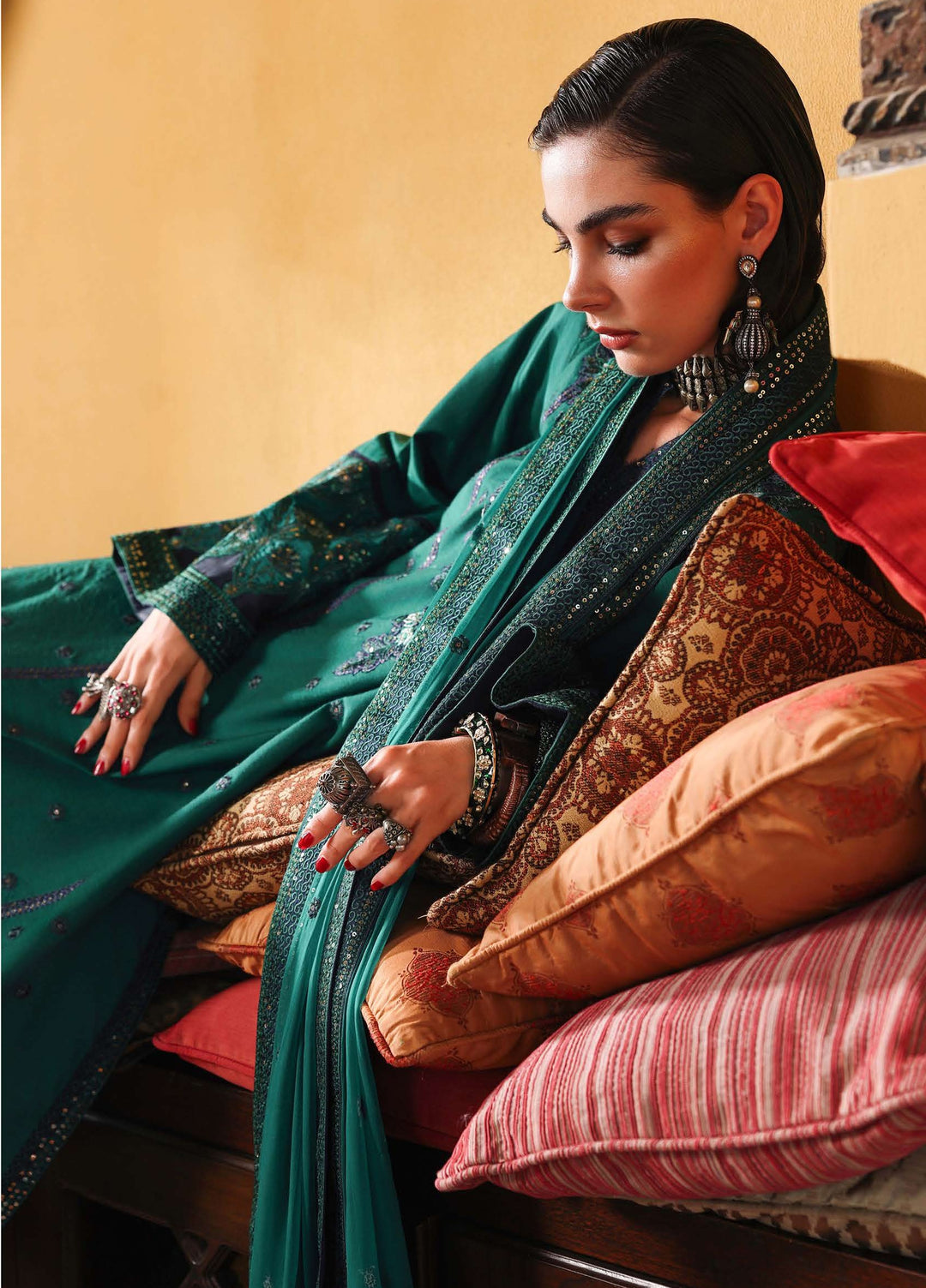 Nuvera Hemline by Mushq Unstitched Embroidered Raw Silk 3 Piece Suit MU26UNH Royal Affair MUNES260202 - Festive Collection