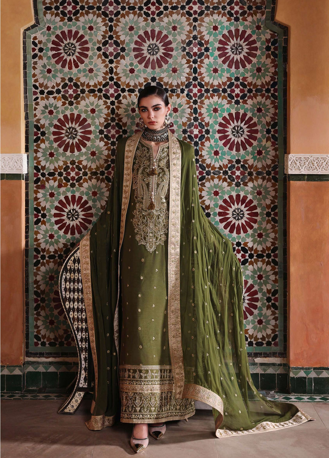 Nuvera Hemline by Mushq Unstitched Embroidered Raw Silk 3 Piece Suit MU26UNH Celestia Crown MUNES260203 - Festive Collection