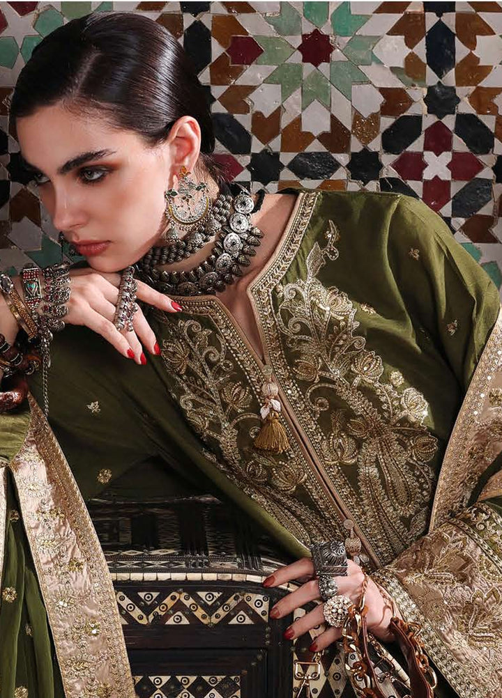 Nuvera Hemline by Mushq Unstitched Embroidered Raw Silk 3 Piece Suit MU26UNH Celestia Crown MUNES260203 - Festive Collection