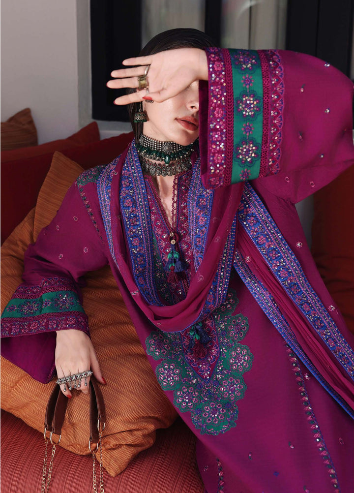 Nuvera Hemline by Mushq Unstitched Embroidered Raw Silk 3 Piece Suit MU26UNH Reina Rouge MUNES260204 - Festive Collection