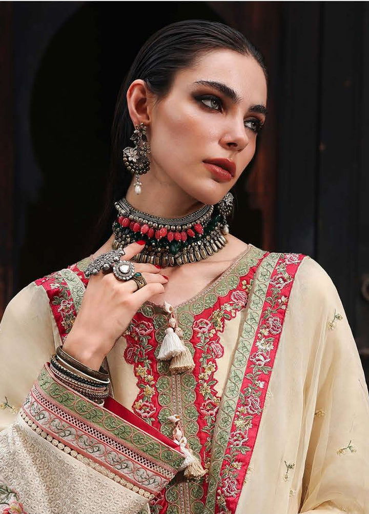 Nuvera Hemline by Mushq Unstitched Embroidered Raw Silk 3 Piece Suit MU26UNH Cardinal Gem MUNES260205 - Festive Collection