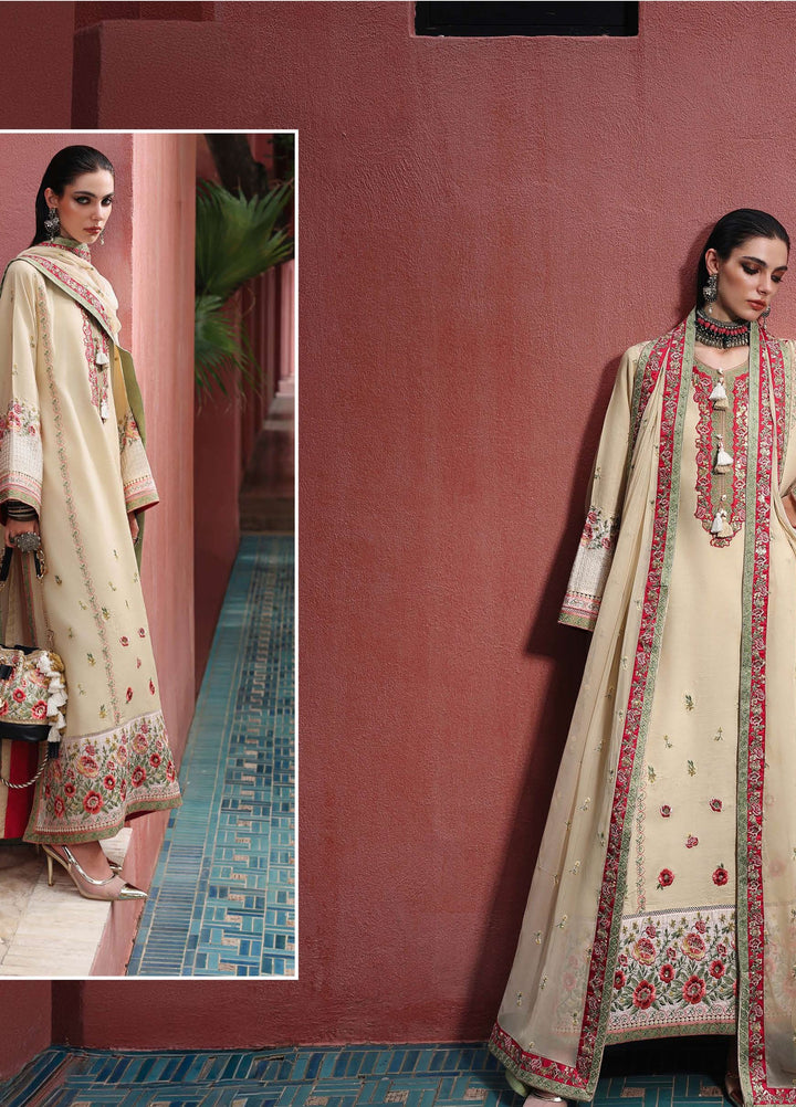 Nuvera Hemline by Mushq Unstitched Embroidered Raw Silk 3 Piece Suit MU26UNH Cardinal Gem MUNES260205 - Festive Collection