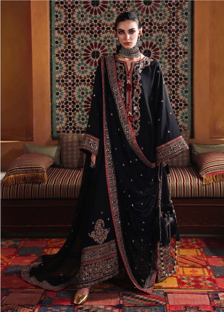 Nuvera Hemline by Mushq Unstitched Embroidered Raw Silk 3 Piece Suit MU26UNH Carmine Jewel MUNES260206 - Festive Collection
