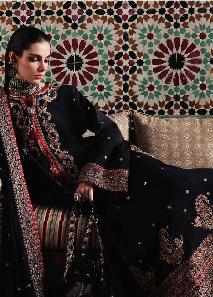 Nuvera Hemline by Mushq Unstitched Embroidered Raw Silk 3 Piece Suit MU26UNH Carmine Jewel MUNES260206 - Festive Collection