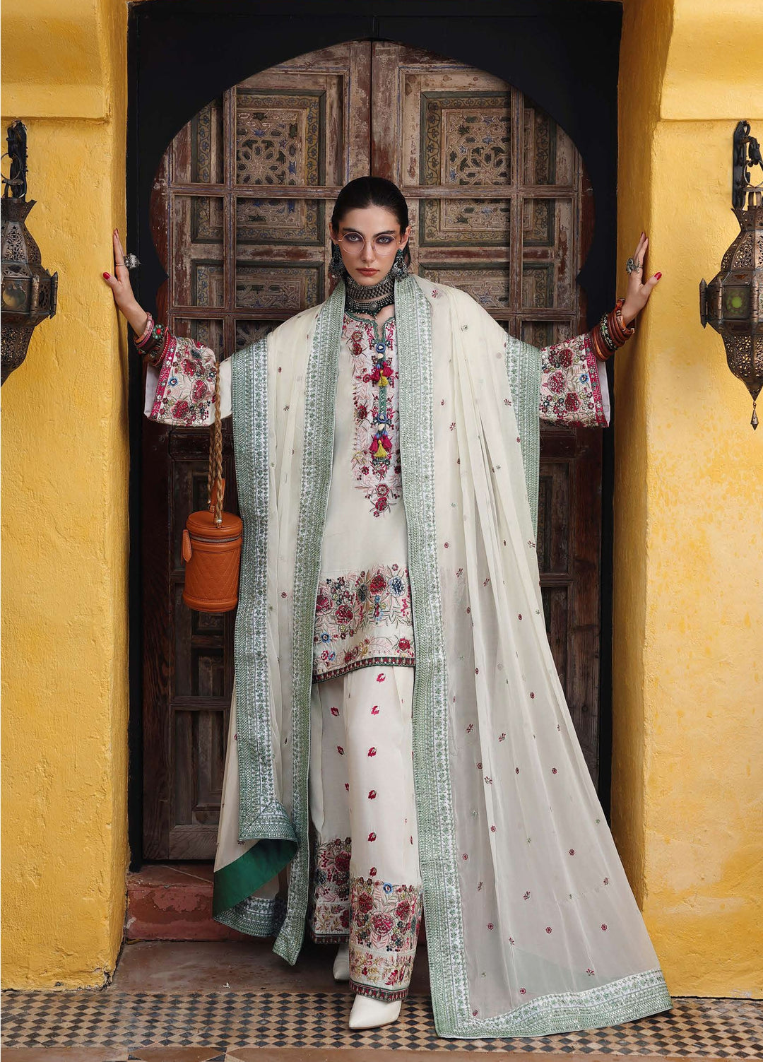 Nuvera Hemline by Mushq Unstitched Embroidered Raw Silk 3 Piece Suit MU26UNH Vivienne Rose MUNES260208 - Festive Collection