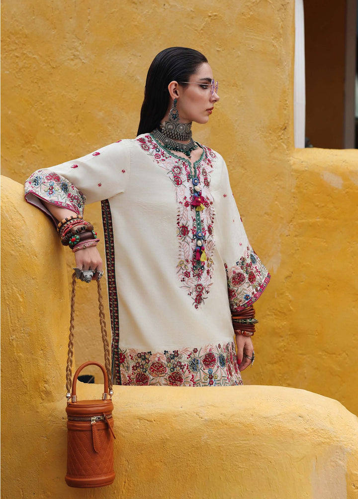 Nuvera Hemline by Mushq Unstitched Embroidered Raw Silk 3 Piece Suit MU26UNH Vivienne Rose MUNES260208 - Festive Collection
