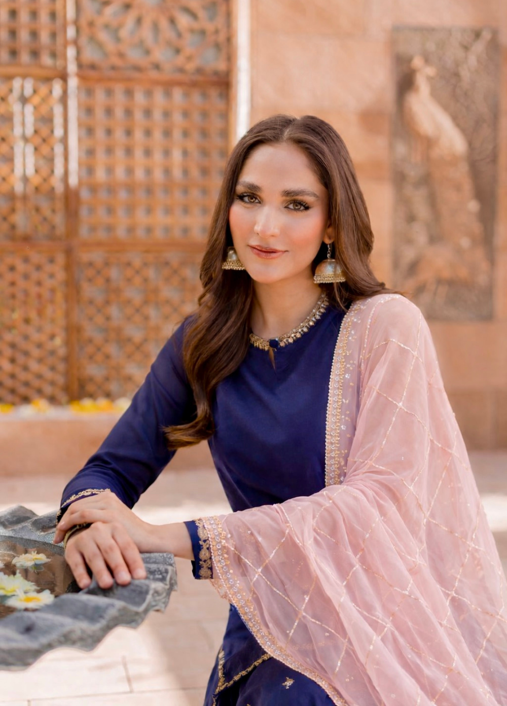 The Opulence by Girl Store RTW Solids Raw Silk 3 Piece Suit Mystic Navy - Eid Collection