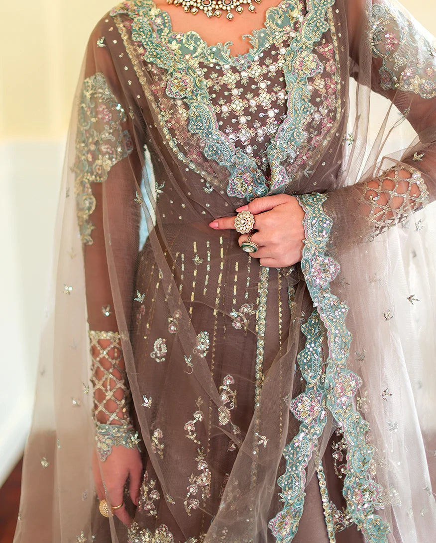 Whispers of Grace by Roheenaz Unstitched Embroidered Chiffon 3 Piece Suit RN26UWG Maeve RUNCH260203 - Wedding Collection