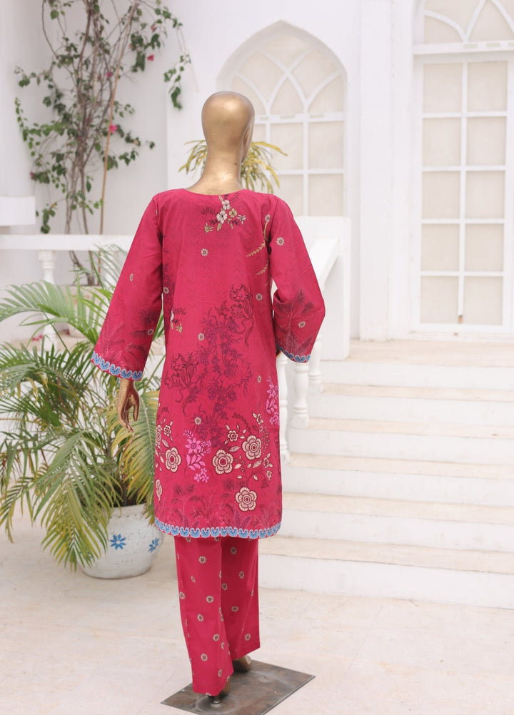 Suntex Fabrics Women RTW Printed Lawn 2 Piece Suit Magenta - Casual Collection