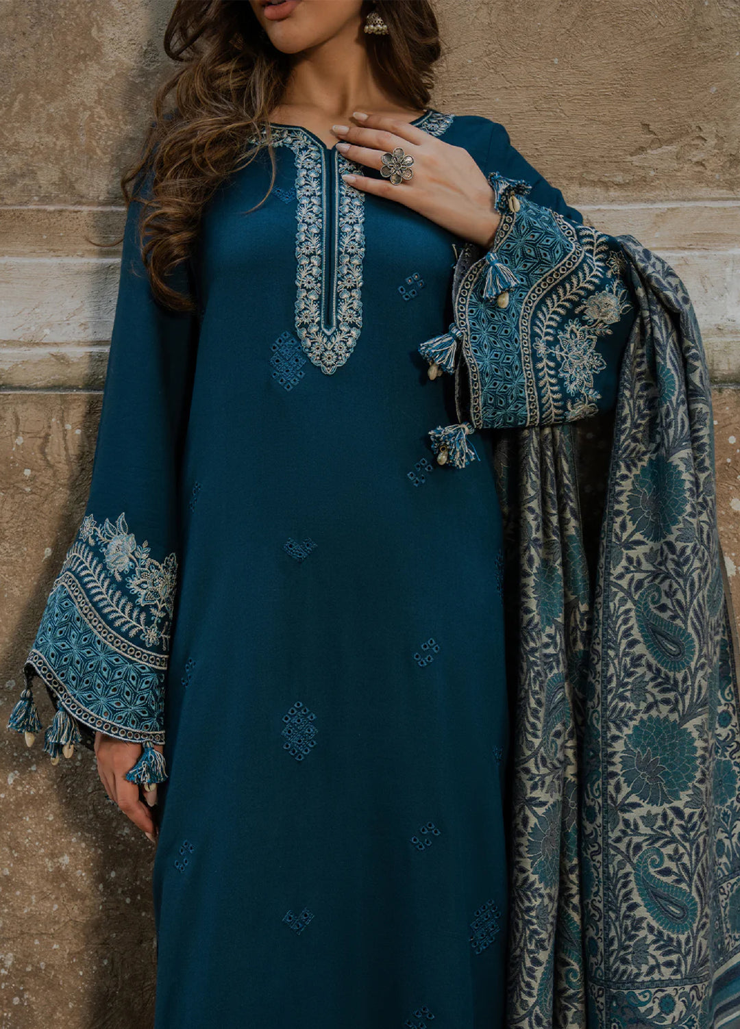 Nooraniyat by Izel Embroidered wool Suits Unstitched 3 Piece IZ25NW Mahpara - Winter Collection