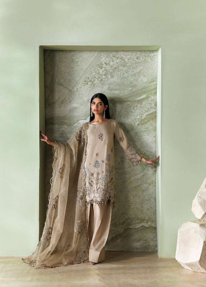 Soiree by Maria B Unstitched Embroidered Tusser Silk 3 Piece Suit MB26US D1 - Festive Collection