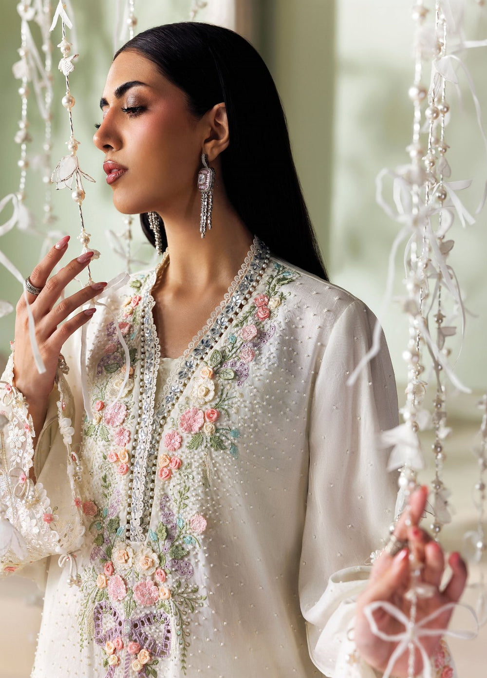 Soiree by Maria B Unstitched Embroidered Tusser Silk 3 Piece Suit MB26US D2 - Festive Collection