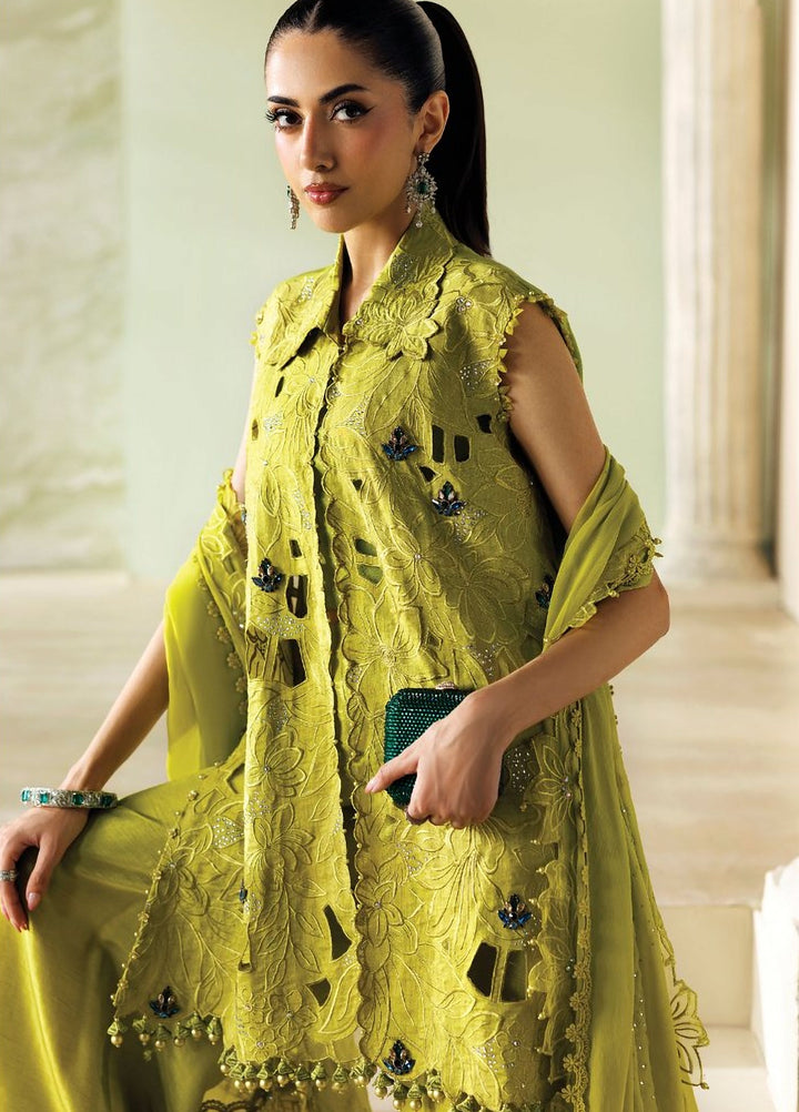 Soiree by Maria B Unstitched Embroidered Raw Silk 3 Piece Suit MB26US D3 - Festive Collection
