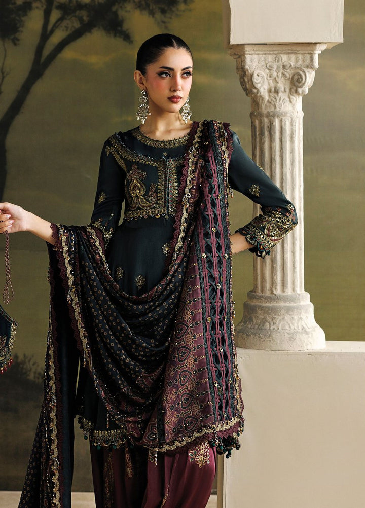 Soiree by Maria B Unstitched Embroidered Tusser Silk 3 Piece Suit MB26US D5 - Festive Collection