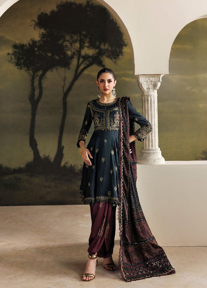 Soiree by Maria B Unstitched Embroidered Tusser Silk 3 Piece Suit MB26US D5 - Festive Collection