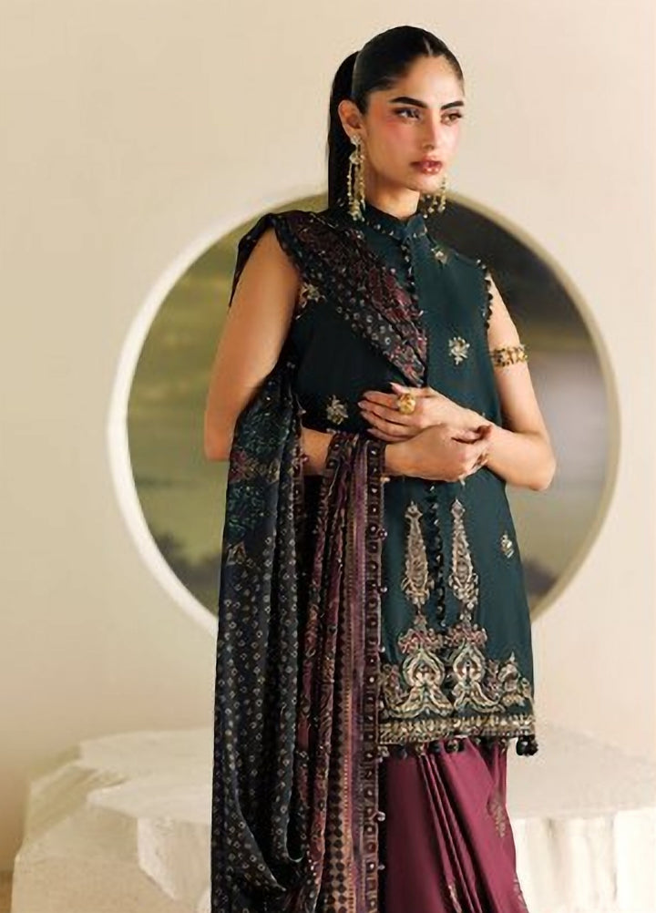 Soiree by Maria B Unstitched Embroidered Tusser Silk 3 Piece Suit MB26US D5 - Festive Collection