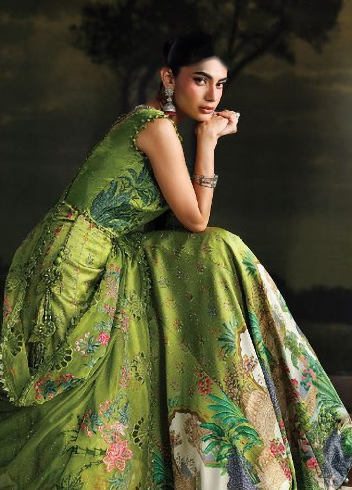 Soiree by Maria B Unstitched Embroidered Raw Silk 3 Piece Suit MB26US D6 - Festive Collection