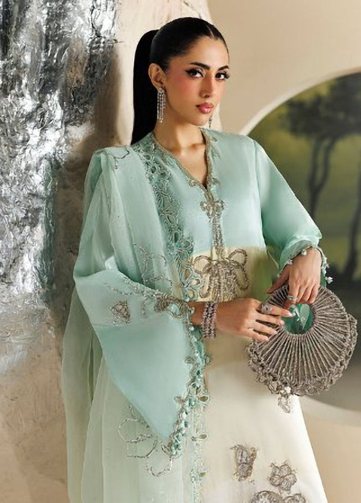 Soiree by Maria B Unstitched Embroidered Raw Silk 3 Piece Suit MB26US D7 - Festive Collection