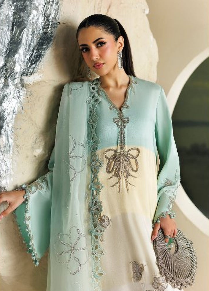 Soiree by Maria B Unstitched Embroidered Raw Silk 3 Piece Suit MB26US D7 - Festive Collection