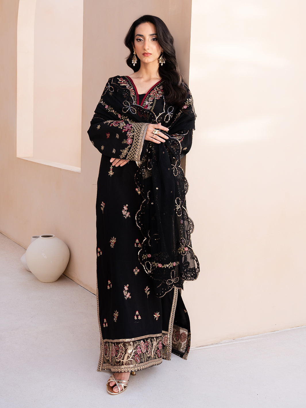 Le Tresor by Izel Pret Embroidered Velvet 3 Piece Suit Marive - Festive Collection