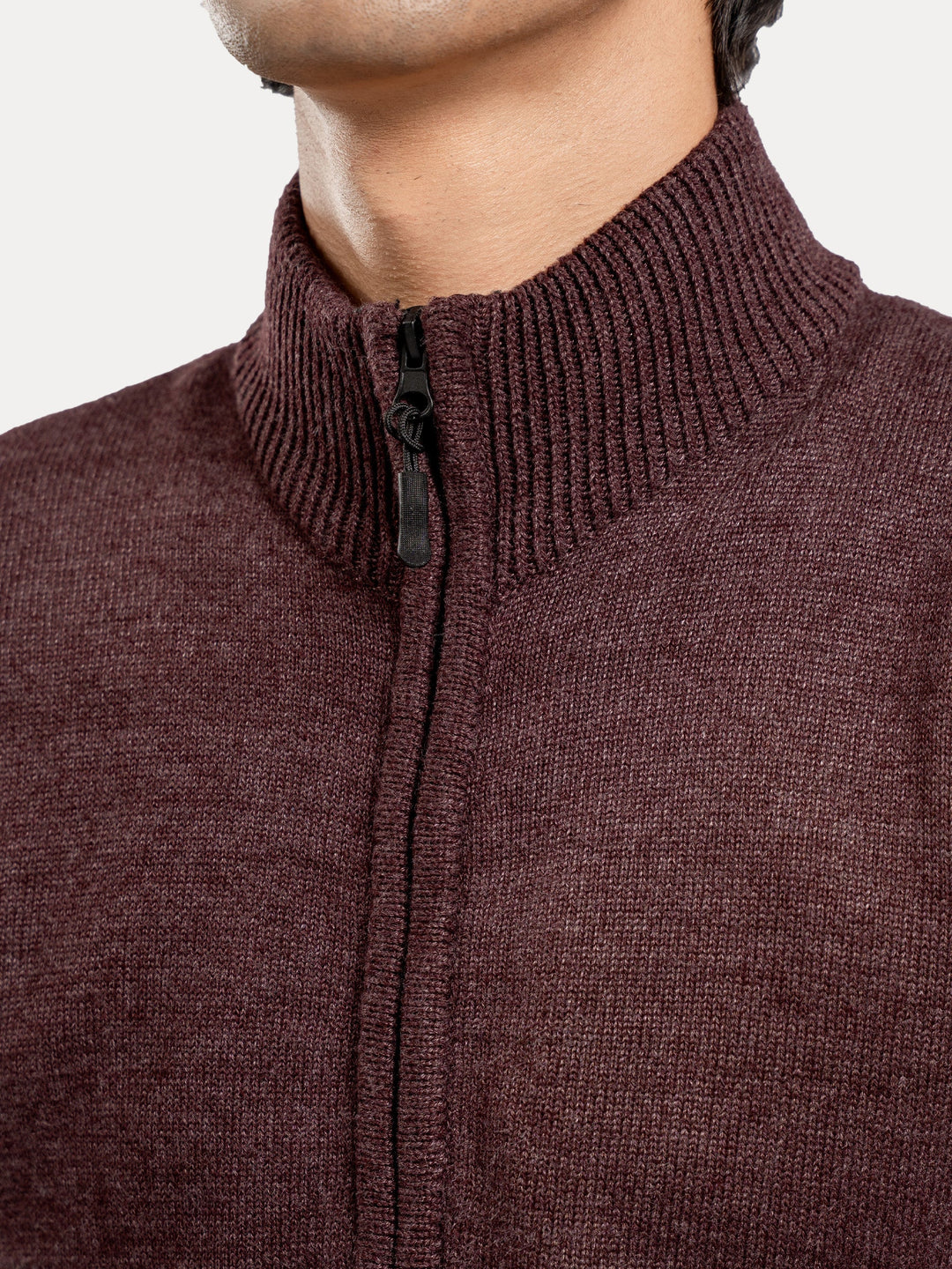 Brumano Mens RTW Solids Cotton 1 Piece Maroon Sleeveless Zipper Sweater Winter Collection