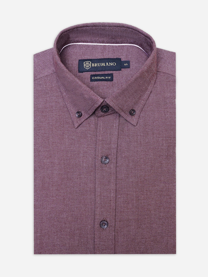 Brumano Ready To Wear Shirts Men 1 Piece Cotton Maroon Twill Button Down Shirt 0-31-025-4519 - Summer Collection