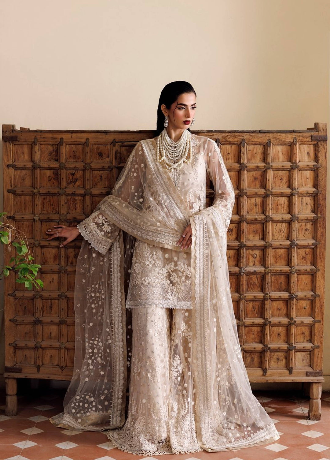 Marwa by Maryam Hussain Unstitched Embroidered Net 3 Piece Suit Chandni - Wedding Collection