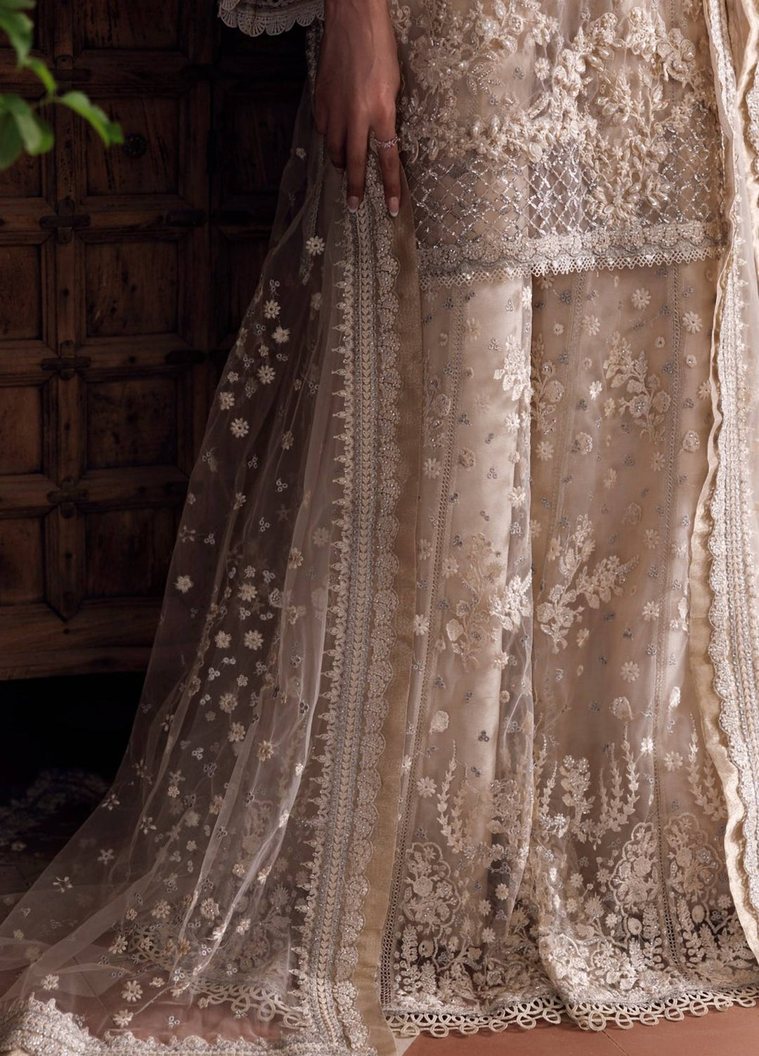 Marwa by Maryam Hussain Unstitched Embroidered Net 3 Piece Suit Chandni - Wedding Collection