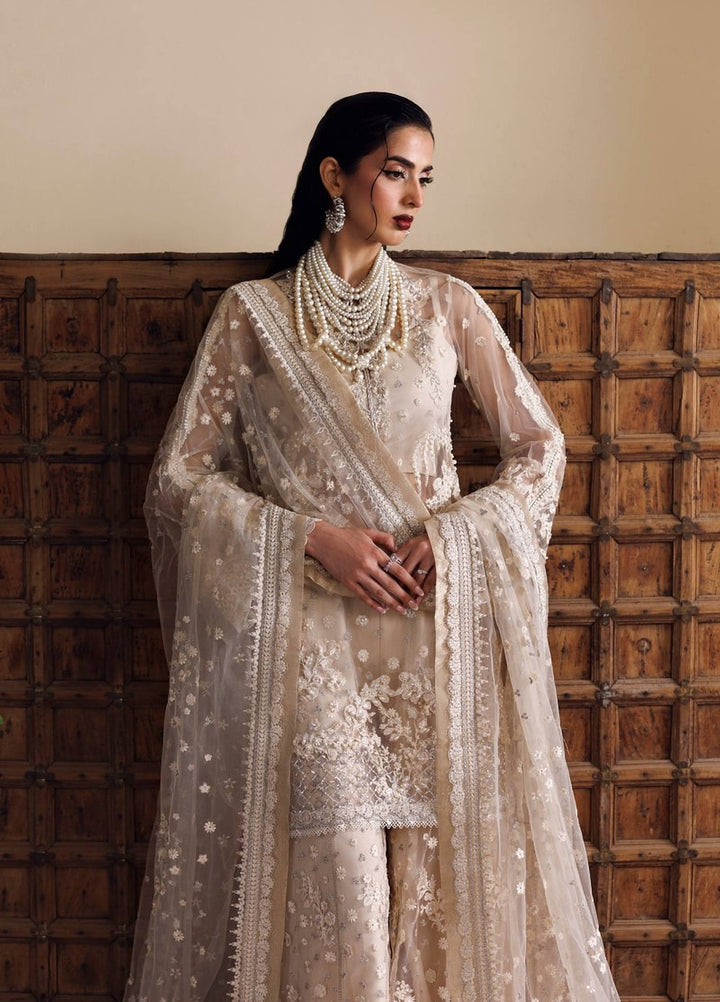 Marwa by Maryam Hussain Unstitched Embroidered Net 3 Piece Suit Chandni - Wedding Collection