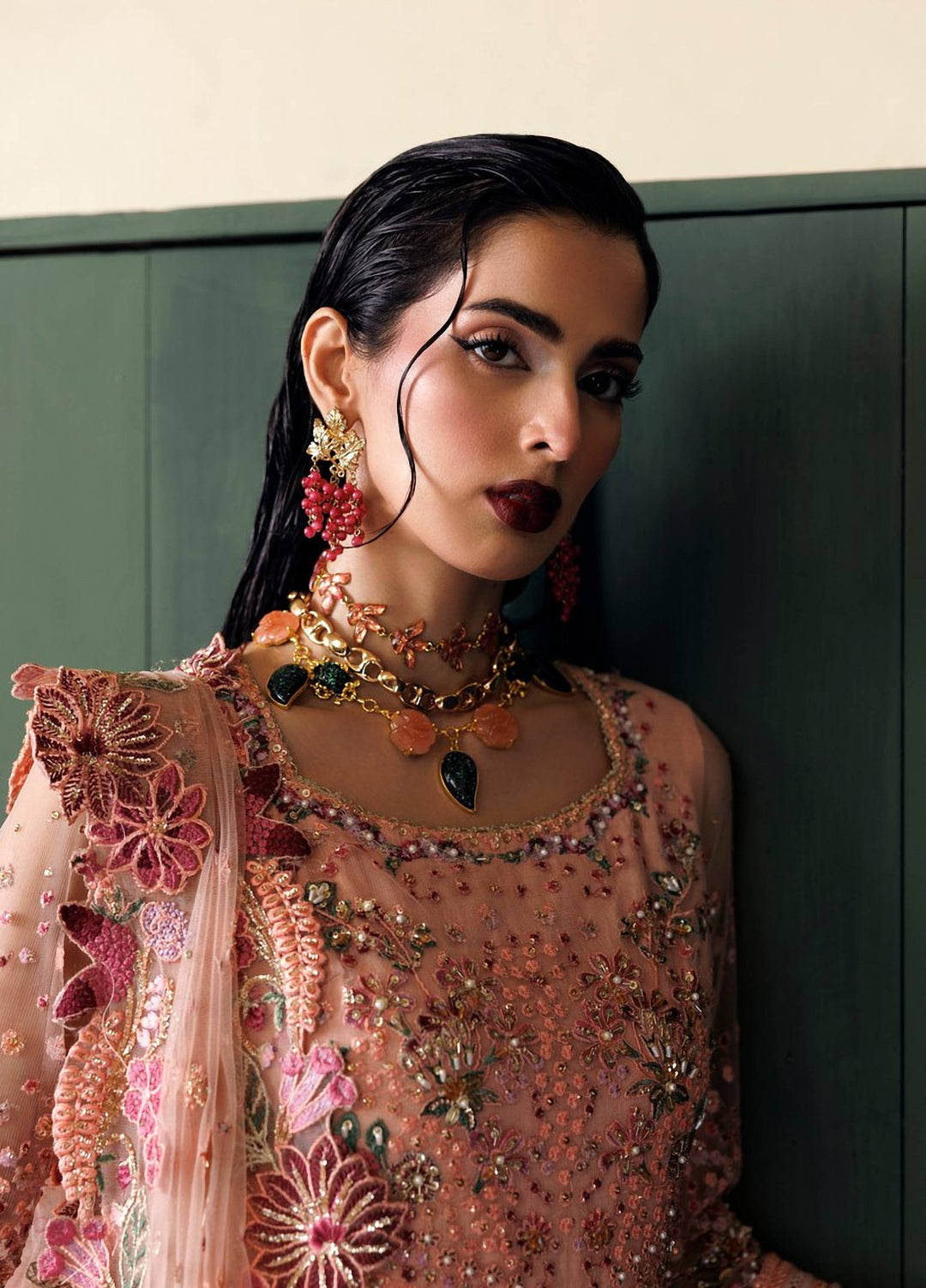 Marwa by Maryam Hussain Unstitched Embroidered Net 3 Piece Suit Gulnaaz - Wedding Collection