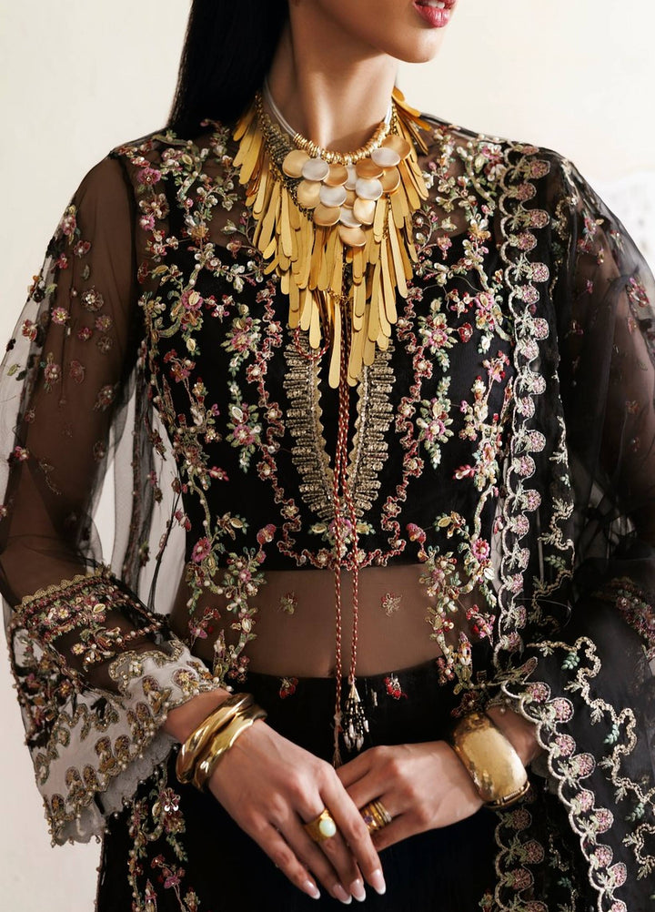 Marwa by Maryam Hussain Unstitched Embroidered Net 3 Piece Suit Kajal - Wedding Collection