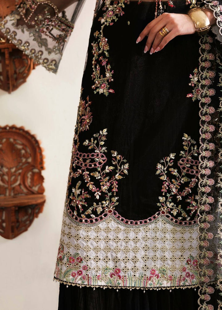 Marwa by Maryam Hussain Unstitched Embroidered Net 3 Piece Suit Kajal - Wedding Collection