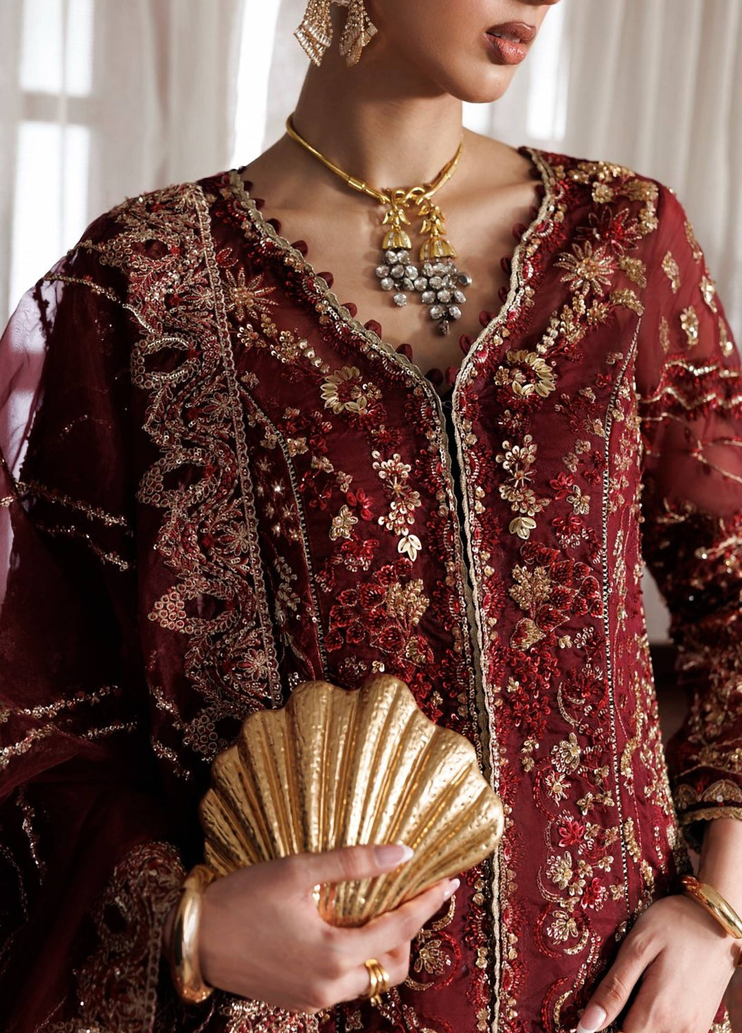Marwa by Maryam Hussain Unstitched Embroidered Organza 3 Piece Suit Mehrosh - Wedding Collection