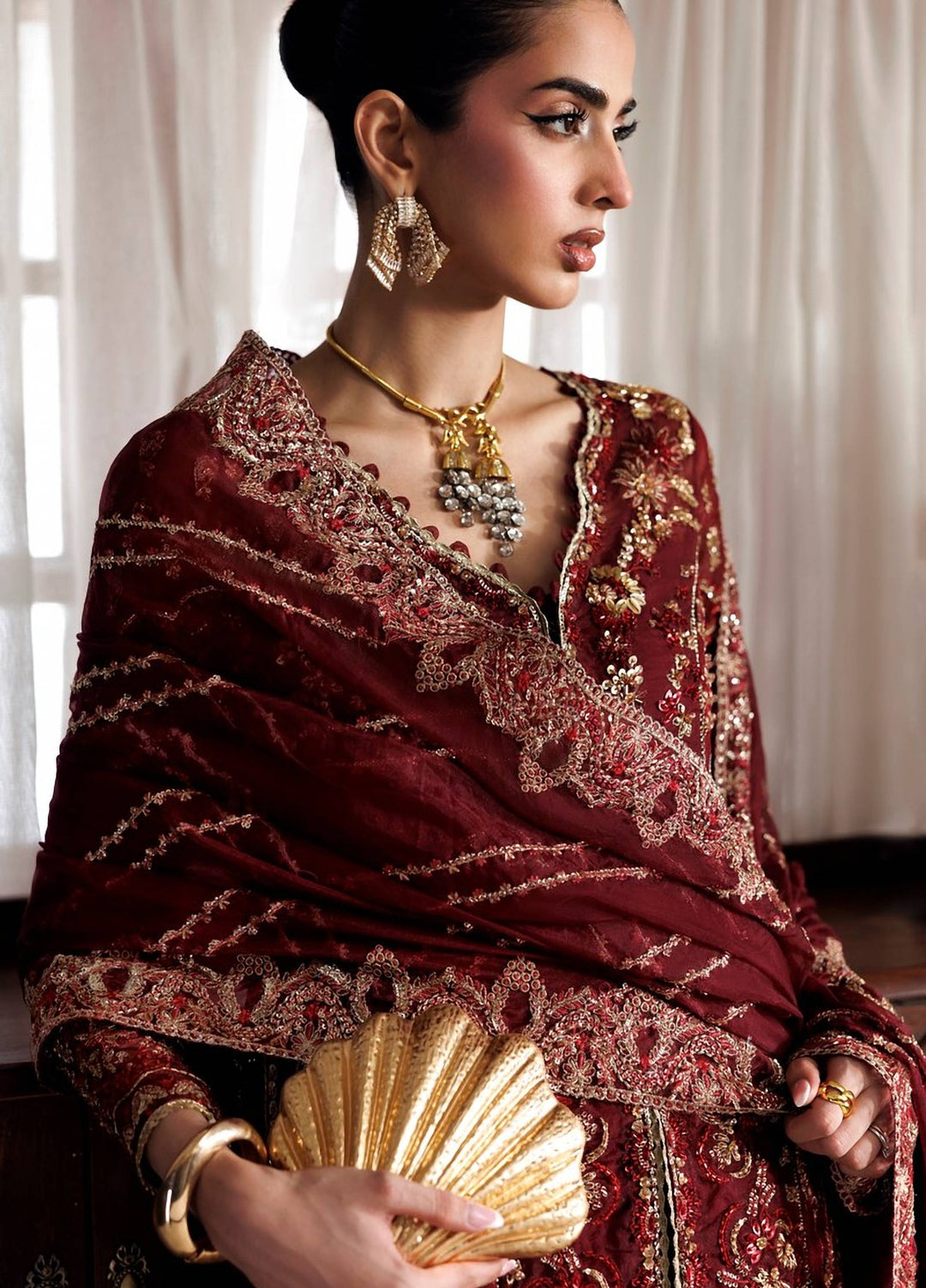 Marwa by Maryam Hussain Unstitched Embroidered Organza 3 Piece Suit Mehrosh - Wedding Collection