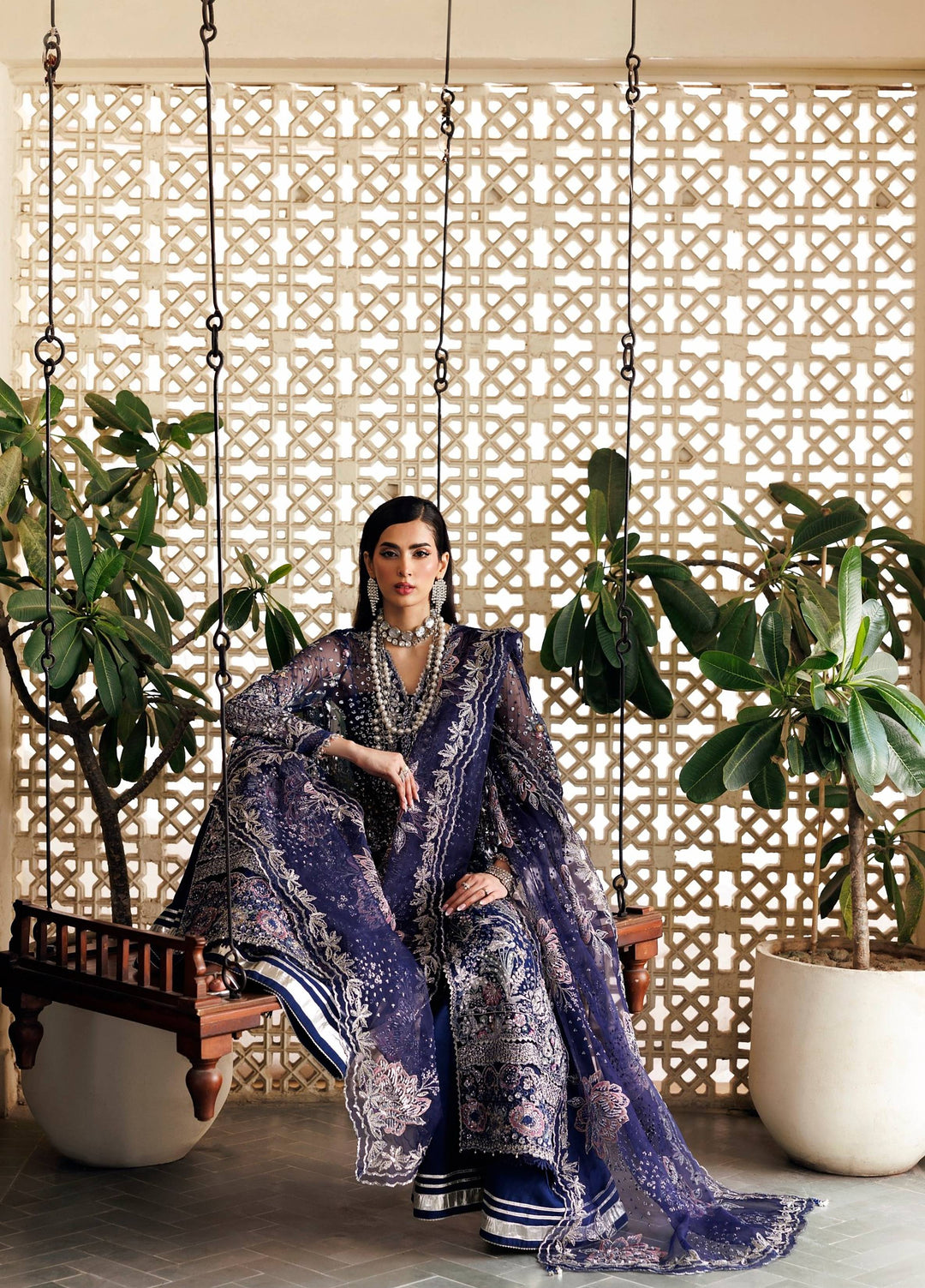 Marwa by Maryam Hussain Unstitched Embroidered Net 3 Piece Suit Sitara - Wedding Collection