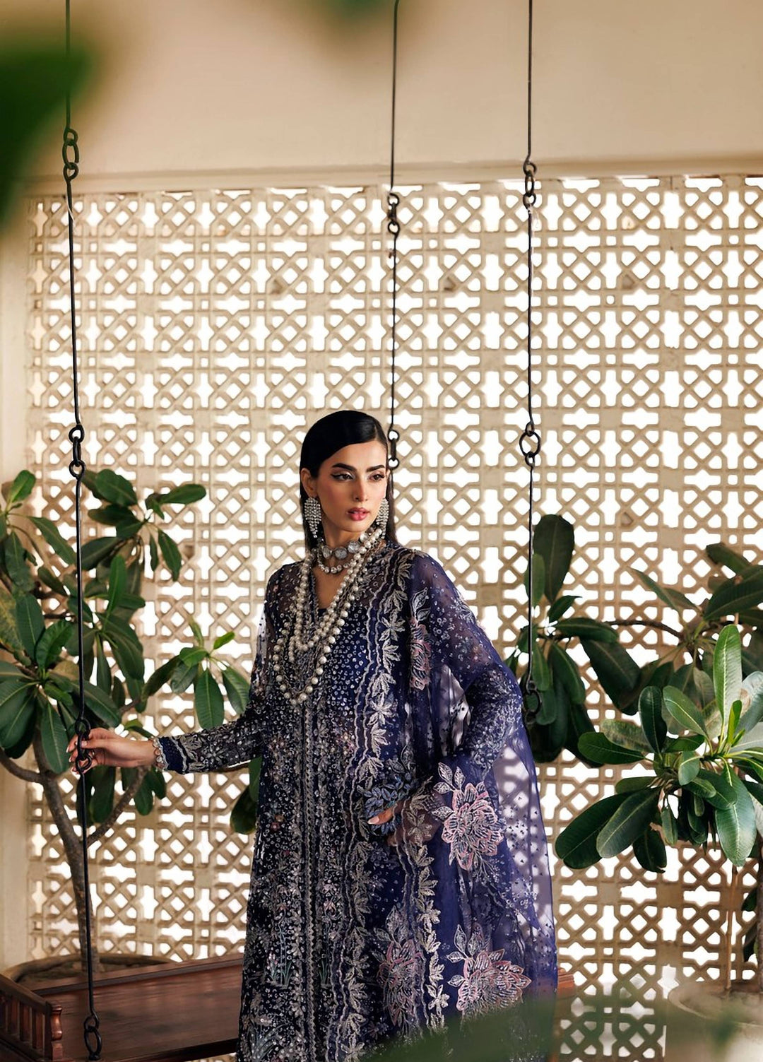 Marwa by Maryam Hussain Unstitched Embroidered Net 3 Piece Suit Sitara - Wedding Collection