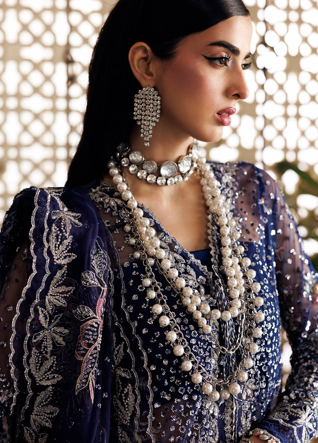 Marwa by Maryam Hussain Unstitched Embroidered Net 3 Piece Suit Sitara - Wedding Collection