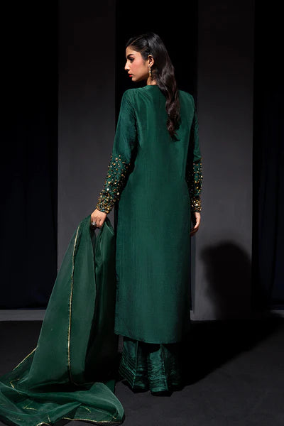Meeral Pret Embroidered Raw Silk 3 Piece Suit HE-001