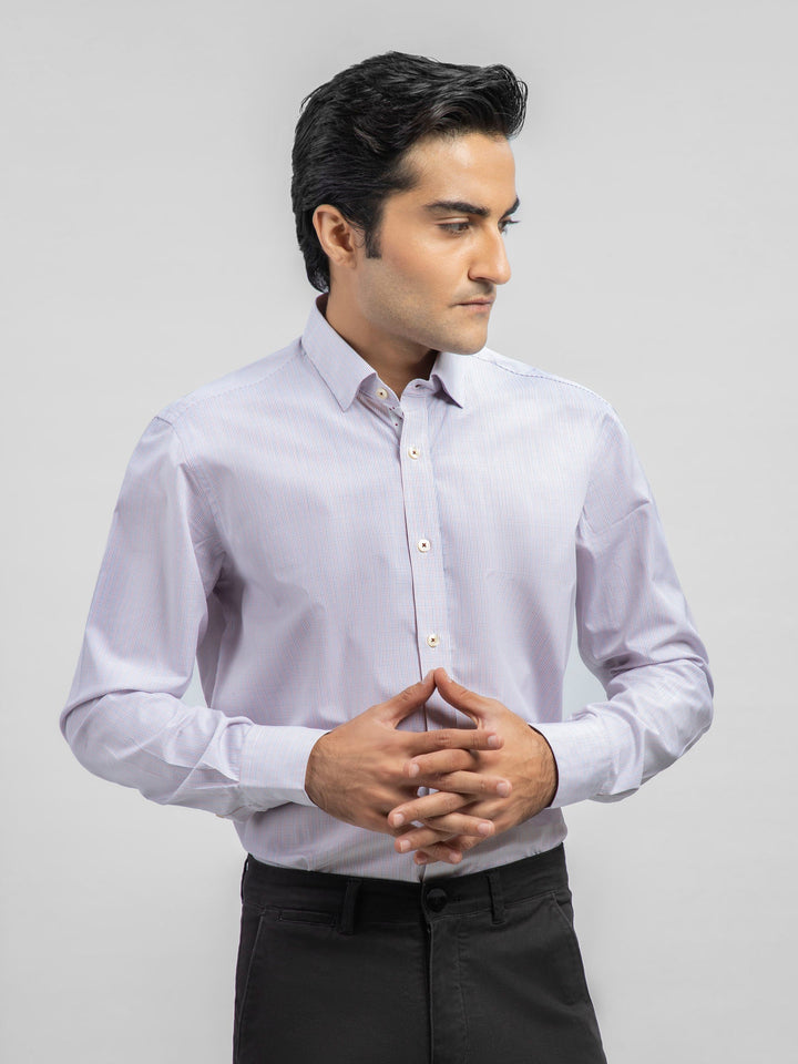 Brumano Ready To Wear Shirts Men 1 Piece Cotton Micro Gingham Checkered Formal Shirt 0-32-023-1654 - Summer Collection